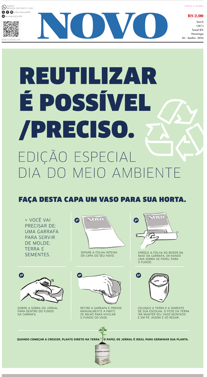 artccom's tweet photo. A capa da edição de ontem do NOVO Jornal, especial para o Dia do Meio Ambiente, foi assinada pela Art&amp;C. Curtiu? https://t.co/Pt1Iwq1fJW