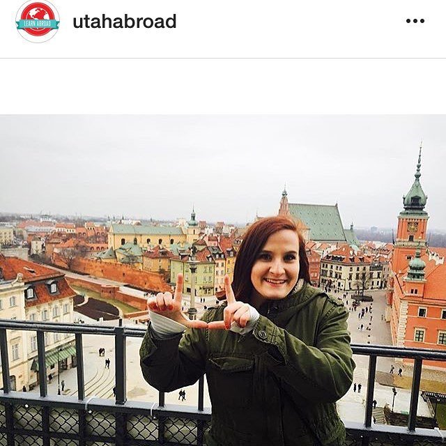 UofUIAS's tweet photo. An @uofu.ias student flashing the U @universityofutah in #Poland #IASinAction #thinkglobal… https://t.co/7qiHaqw7XR https://t.co/xZFN4rWR42