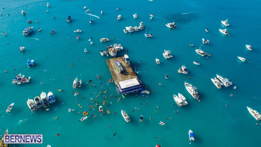 bernewsdotcom's tweet photo. A sure sign of summer, from last year off north shore. 
#Bermuda #Raftup #Boats #Blues #BermudaAerialMedia https://t.co/xKppvTjYDc