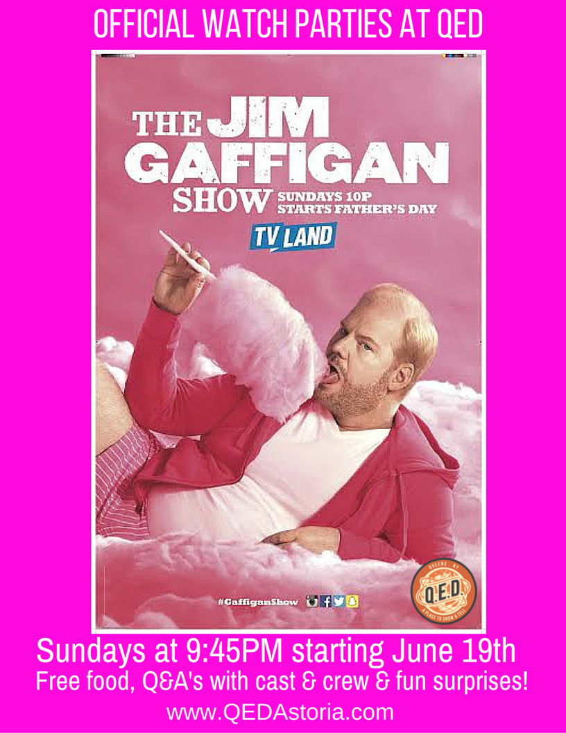 QEDAstoria's tweet photo. We're the official watch party spot for season 2 of @JimGaffigan's @gaffiganshow. We'll also have Q&amp;As &amp; Free PIZZA! https://t.co/rPtTsAIIVr