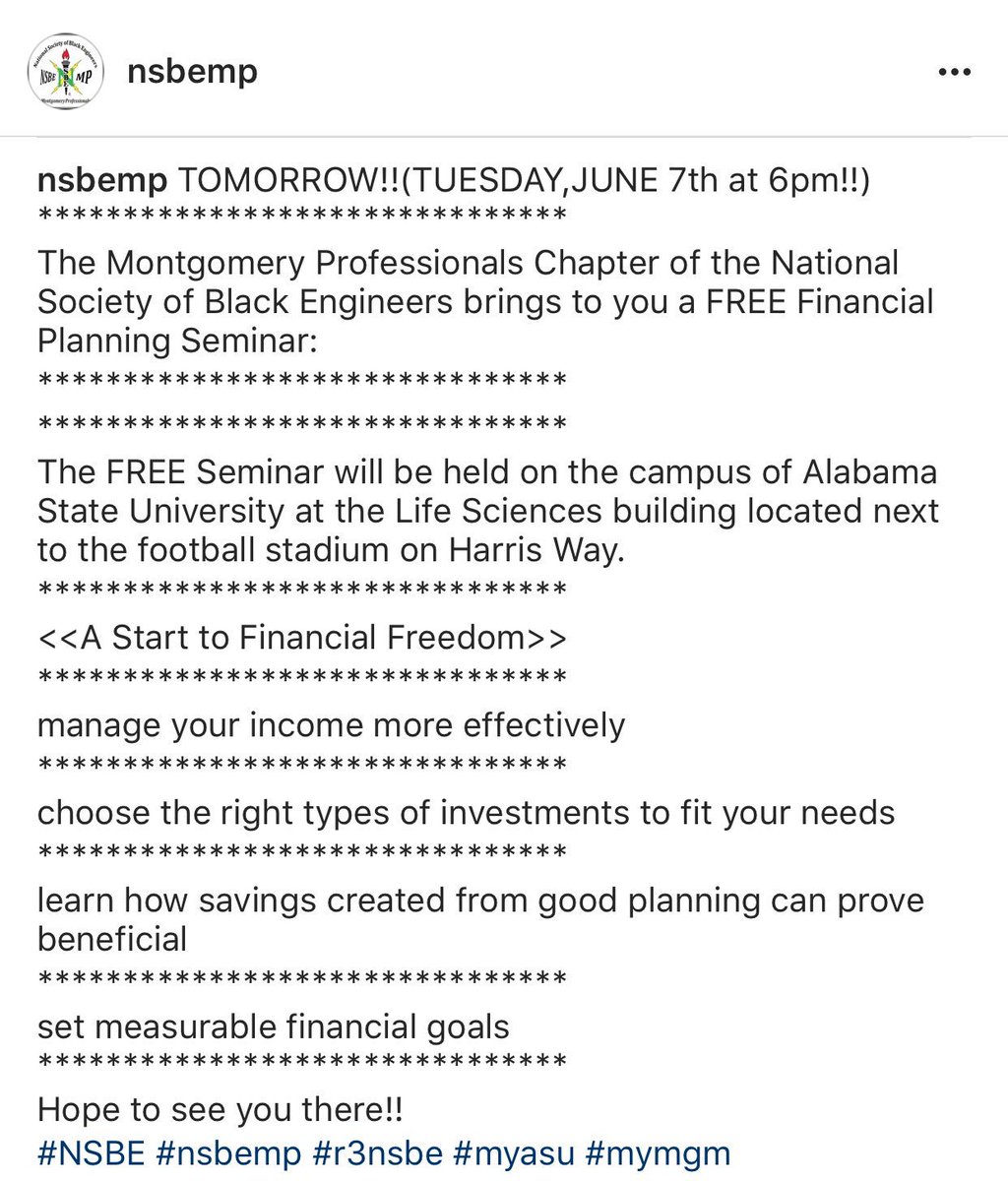 BlackTie_Mag's tweet photo. "@NSBEMP: JOIN US TODAY!!(TUES,JUNE 7th at 6pm!!) ****************************
#NSBE #nsbemp #r3nsbe #myasu #mymgm https://t.co/iWAtFcF01n"