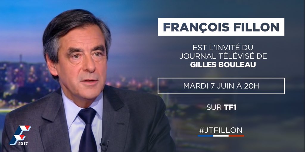 FrancoisFillon's tweet photo. Je serai demain soir l'invité de Gilles Bouleau dans le journal de 20H @TF1 #JTFillon https://t.co/6FN56MueJ4