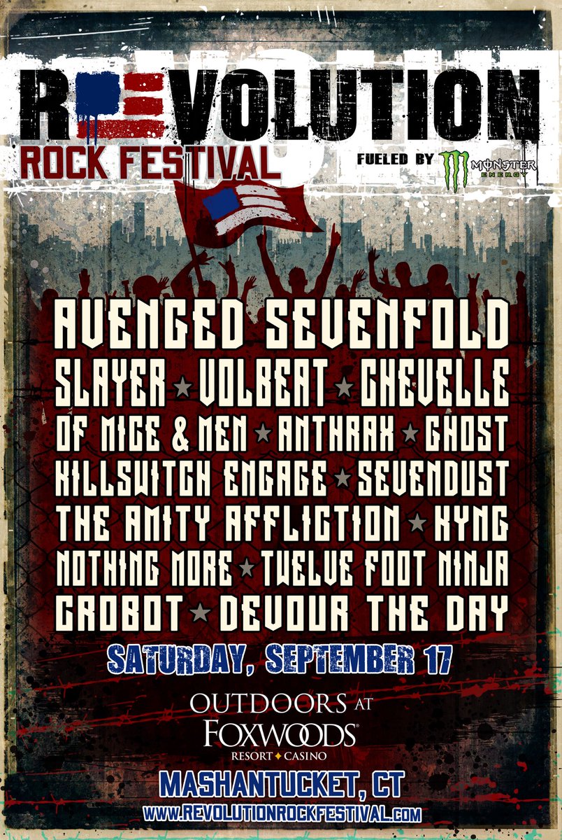 TheOfficialA7X's tweet photo. Mashantucket, we'll see you at @RevRockFest! https://t.co/4PMw44OYt7 https://t.co/PRgGIgUUmW