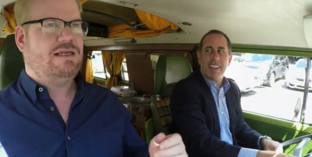 ChiTribEnt's tweet photo. See the rad green Volkswagen bus @JimGaffigan shares with @JerrySeinfeld: https://t.co/lvrwbsoBfz https://t.co/7TYoWJYK4k