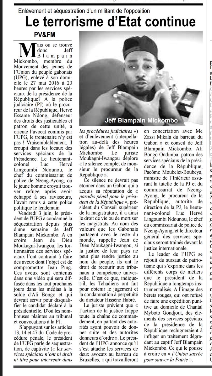 LlmjLewis's tweet image. #Gabon
Un jeune activiste kidnappé et séquestré par le régime du dictateur sans papiers fixes d'Ali BONGO #FreeJb