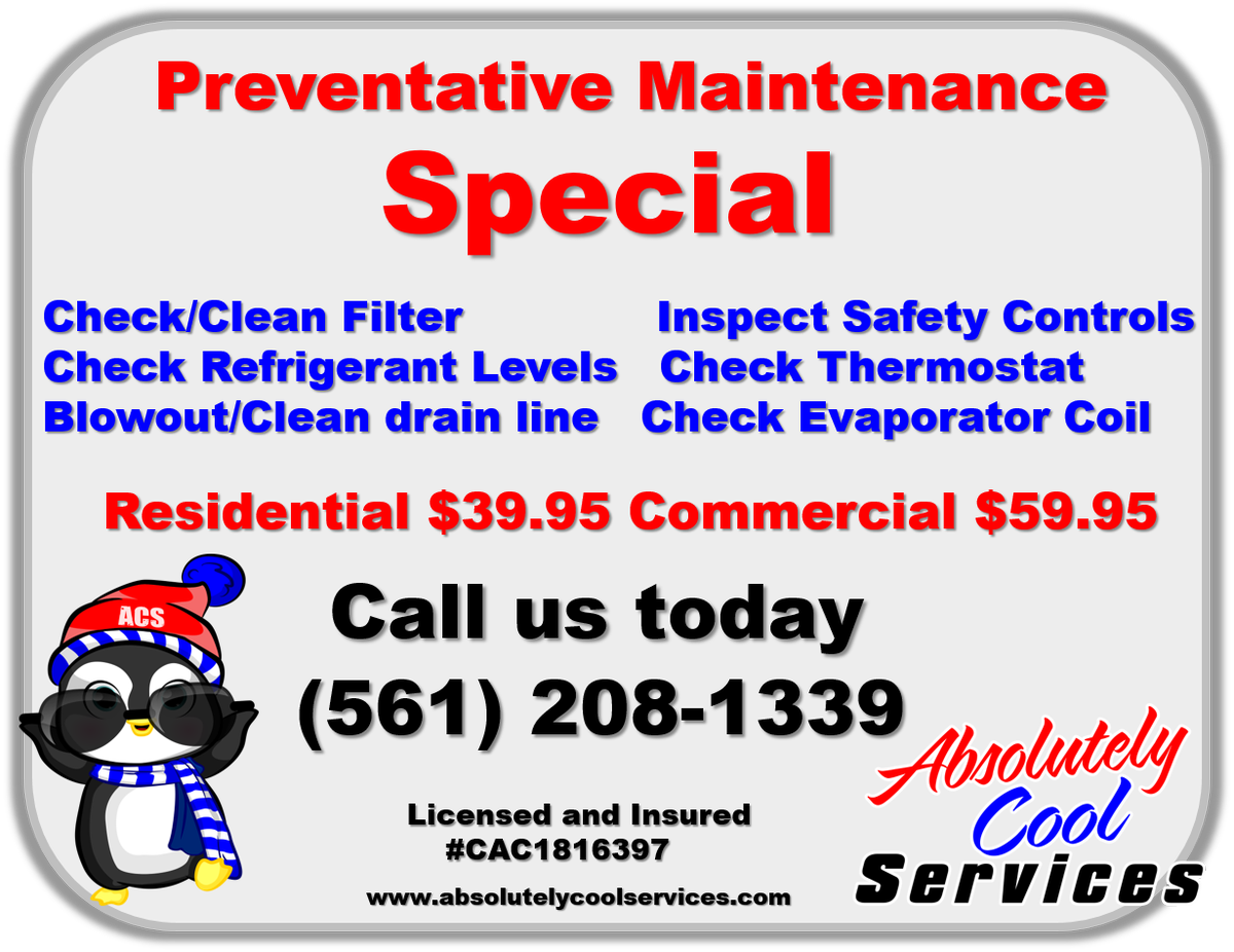 AbsolutelyCool2's tweet photo. Maintenance is very important in #South #Florida during the #Summer. Call us today to schedule your appointment. https://t.co/NgEI1mTwDG