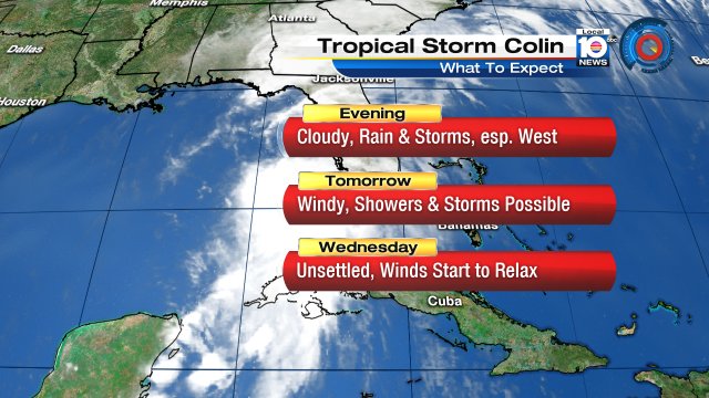 T.S. Colin's moisture will have lingering effects even after the storm makes landfall Monday evening. https://t.co/1QOfKGjsaN