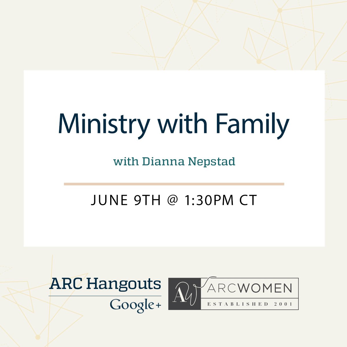 Ladies, join us for an exciting #ARCHangout with @DiannaNepstad this Thursday at 1:30pm CT! ow.ly/Ci2g300YLFX