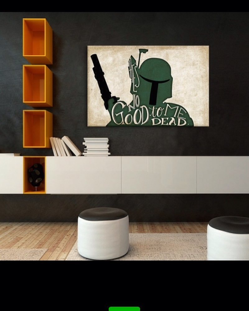 JSilkstone's tweet photo. Loving this artwork. I need to buy a house so I can deck it out. #art #starwars #bobafett #nogoodtomedead https://t.co/7gibPU0N7W
