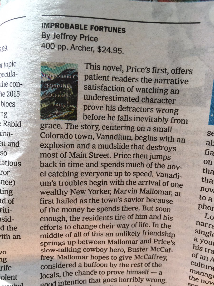 rarebirdlit's tweet photo. Thanks @MarcWeingarten for sending this @nytimes shot of #improbablefortunes up there with #yesistheanswer https://t.co/Hw4madilac