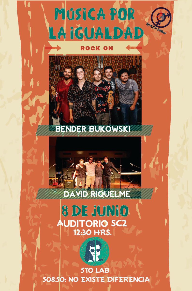 5to_lab's tweet photo. No te pierdas #RockOn en 5to Lab 2016 #50y50noexistediferencia, el día 08.06 en el auditorio sc2 a las 12:30 horas. https://t.co/6vkVNW4Kz1