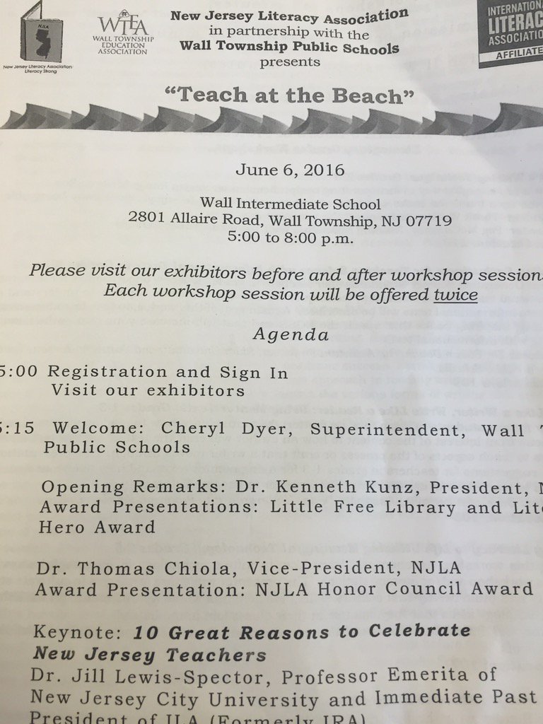 RiderCEHS's tweet photo. Amazing agenda of professional learning at #Teach@Beach #NJLiteracyAssociation Conference @ProfKennethKunz @tchiola1 https://t.co/2OEj6uJfOK