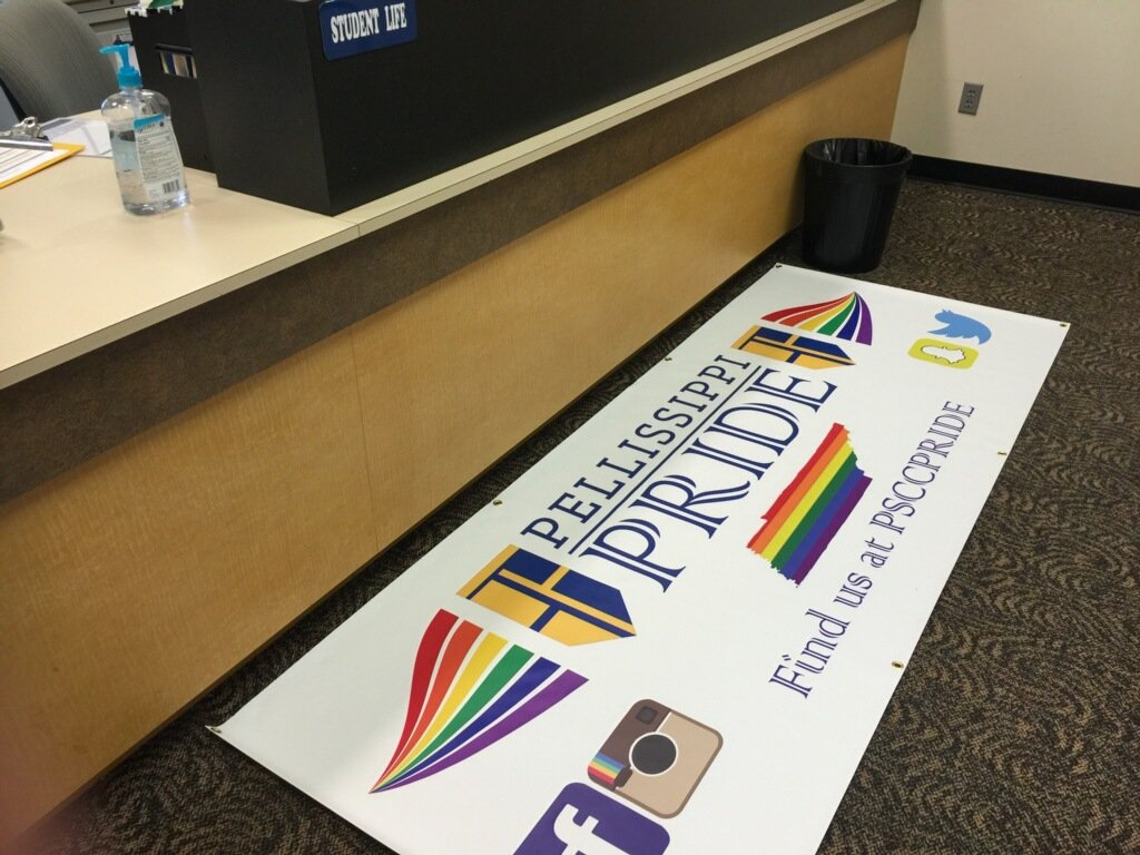 PsccPride's tweet photo. Our new banner came in! #psccpride. 
#PrideMonth🌈 https://t.co/W2eHN2ggoa