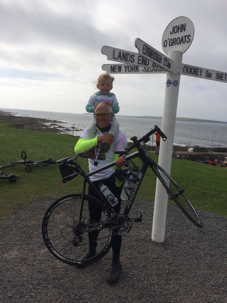 Numph_flumph's tweet photo. He did it 1000 miles #LEJOG @ARUKnews almost raised £1000 for helping find a cure for Alzheimer's! #proud https://t.co/u0iS30l1cX