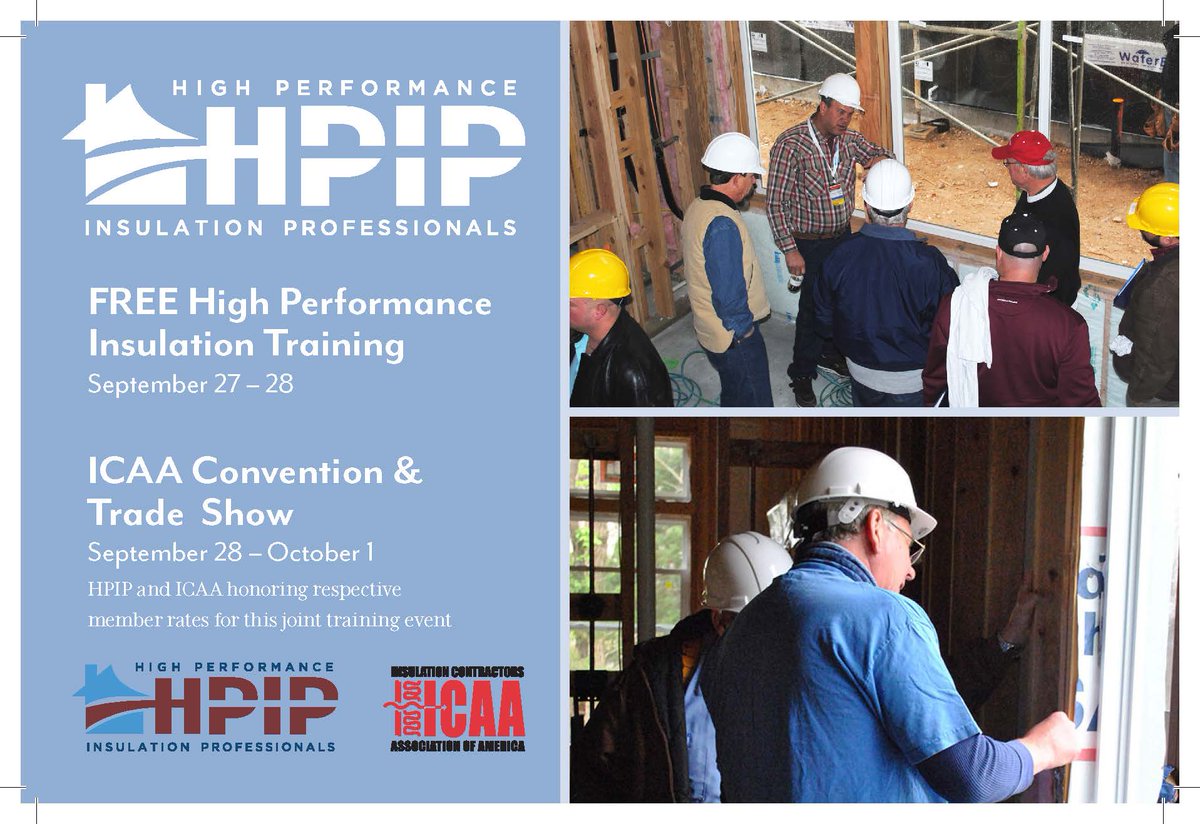 SprayFoamRigs's tweet photo. RT @HPIPros "Save the date! HPIP and ICAA offer FREE #insulationtraining to members.   https://t.co/AW9cqKY6dX" https://t.co/eXcuw90DT5