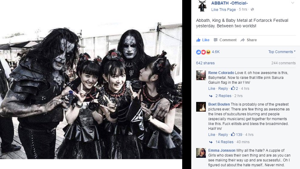 Babymetal Newswire Abbathi Posted The Picture With Babymetal At Fortarock See Their Fans Reaction Here T Co 6pn6clmnlx Babymetal Newswire Abbathi Posted The Picture With Babymetal At Fortarock See Their Fans Reaction Here T Co 6pn6clmnlx