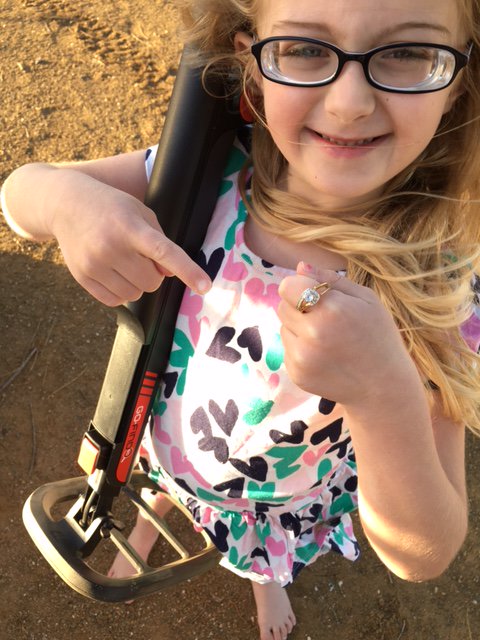 AZOutback's tweet image. Her best find! Maddie dug this gold-diamond ring at the park with her Minelab Go-Find 60, not bad for a 6 year old!