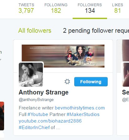 Omg! When 1 of ur favorite Youtubers request to follow you! Thank u! I love u guys! <a href="/anthonyBstrange/">Anthony Strange</a> <a href="/ArchyStrange/">Archy Strange</a>