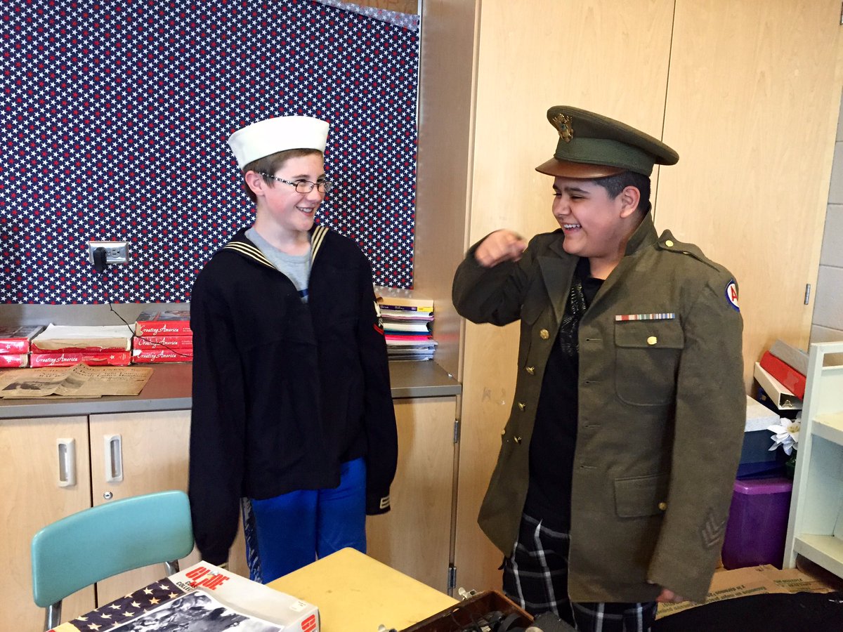 Stucynski's tweet photo. Looking at my WWII artifacts in class today. #NotANormalMonday #one91 #metcalfpride https://t.co/zLbHr1qvQm