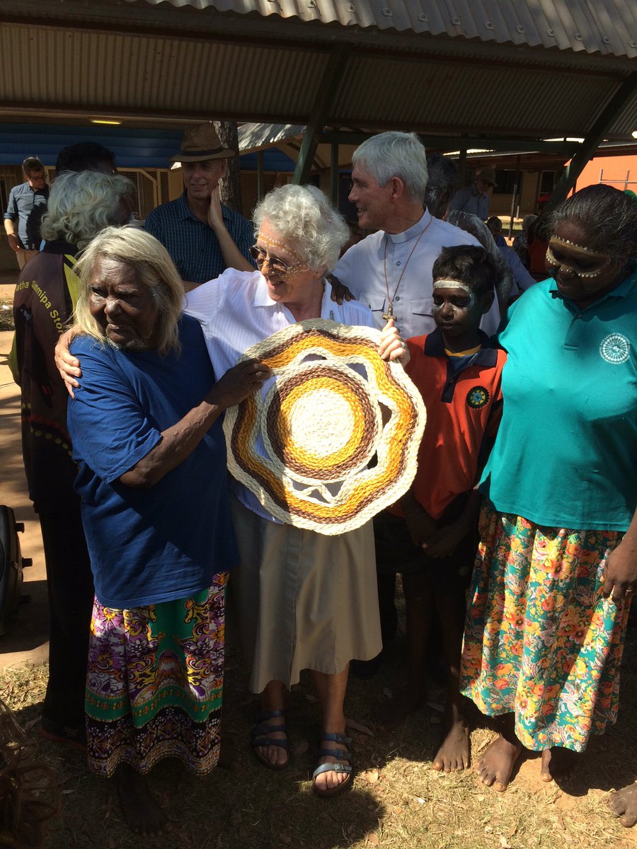 OLSHTCC's tweet image. Sister Tess being given gifts by Wadeye community. #NT #Wadeye #Australia