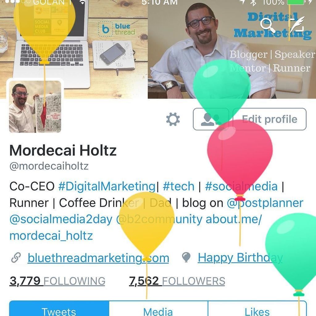 mordecaiholtz's tweet photo. I guess @Twitter putting balloons on my feed makes it official #birthday #socialmedia #36y… https://t.co/DOn29VJD2D https://t.co/tXCXriKTTT
