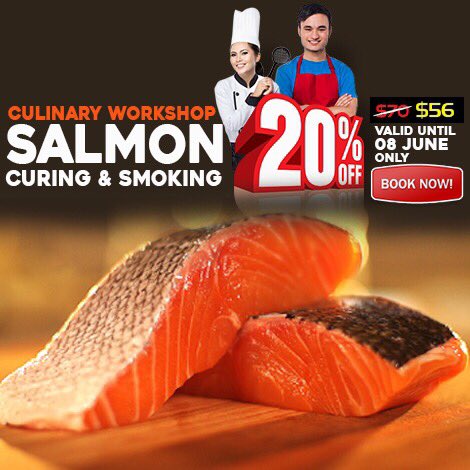 osaccollege's tweet photo. 20% discount for Salmon Curing and Smoking Workshop. Hurry! limited time offer... valid until 08 June https://t.co/RnTC7uws1I
