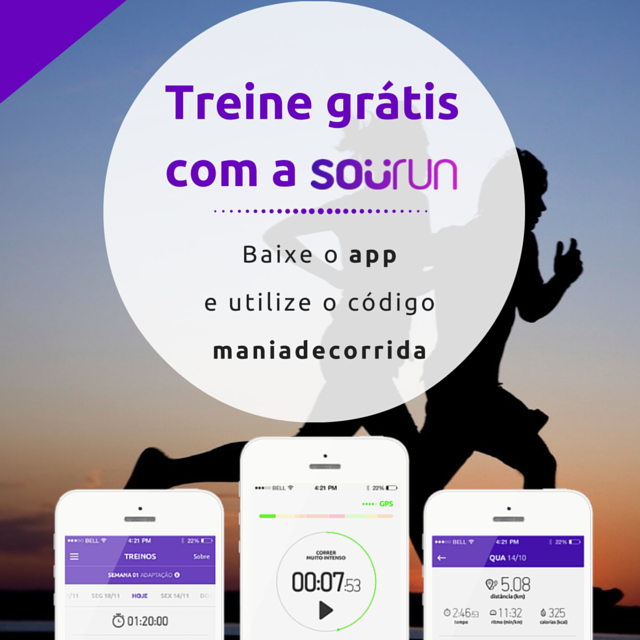 Use o código MANIADECORRIDA e teste grátis o app de assessoria de corrida online sourun por 30 dias grátis