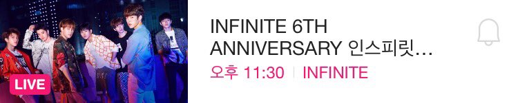 [#INFINITE] 내일 밤 11시 30분! V앱에서   "인스피릿이 빛나는 밤에" 가 진행 됩니다!🙈 잊지마시고 꼭 6주년 함께 맞이해요💓 
▶️ vlive.tv/video/9494