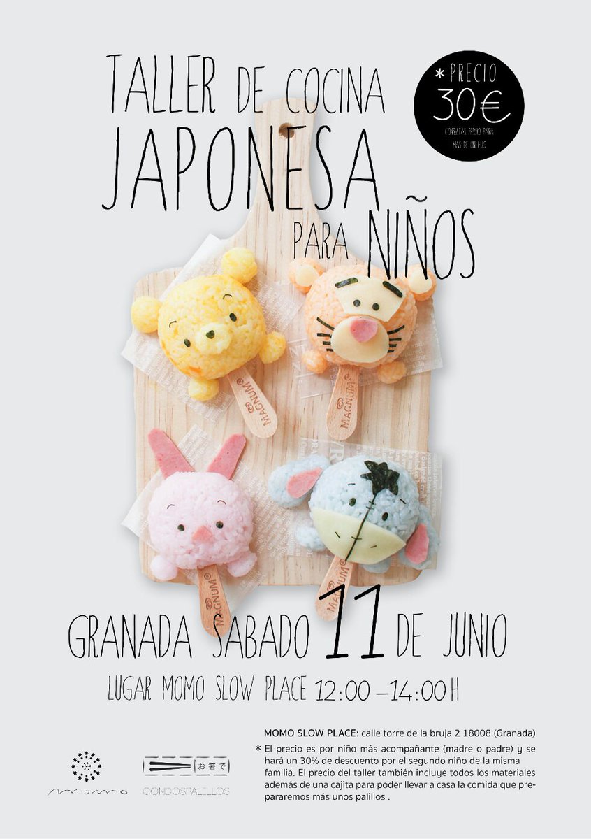 MomoSlowplace's tweet photo. Cocina japonesa para niños
11 jun 12-14h 
@MomoSlowplace 
@condospalillos 
@littlegranada 
@Guia_Cool_Grana https://t.co/blfKOmopAF