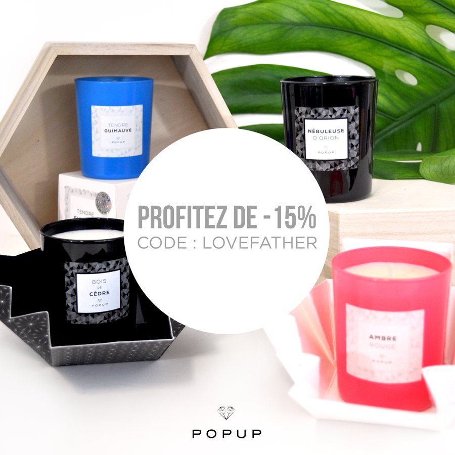 PopupParis's tweet photo. La Fête des Pères approche! -15% avec le code : LOVEFATHER. 💘
Vous n’avez plus d’excuse alors offrez lui une bougie! https://t.co/o9bUGUZC0p