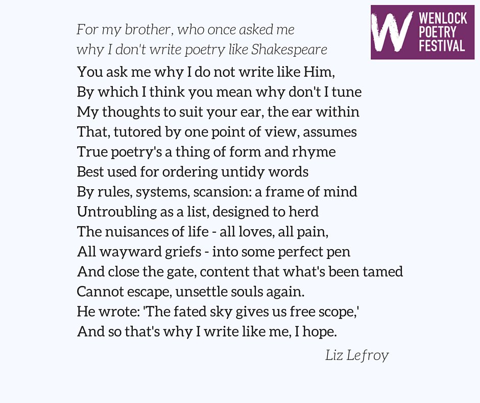 This sonnet by @LizLefroy was displayed at AJ's Superstore during the #WenlockPoetry weekend!