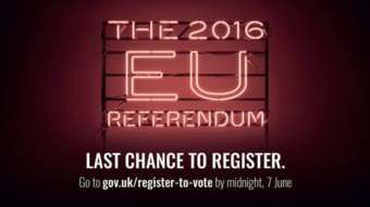 pow_rebecca's tweet photo. You have until 23:59 tonight, 7 June, to register to vote in the referendum on whether the UK stays in the E U https://t.co/ZI5WaHXZMt