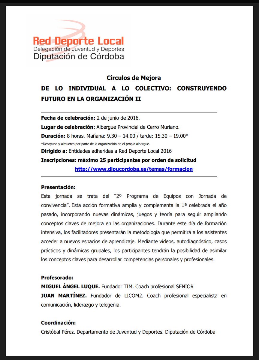 perezjimenezc's tweet photo. Comenzamos nueva sesión Círculos de Mejora, De lo individual a lo colectivo... #reddeportelocal #CordobaEsp https://t.co/25VJJKSjng