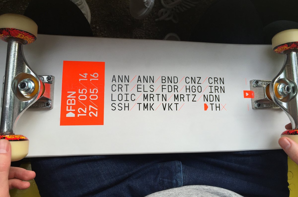 CDLXBerlin's tweet photo. Skatedeck, silkscreen print, set in Infotype+Datatype by @CDLXBerlin.
Farewell and good luck, Fabi. https://t.co/RzNNmWzMzw