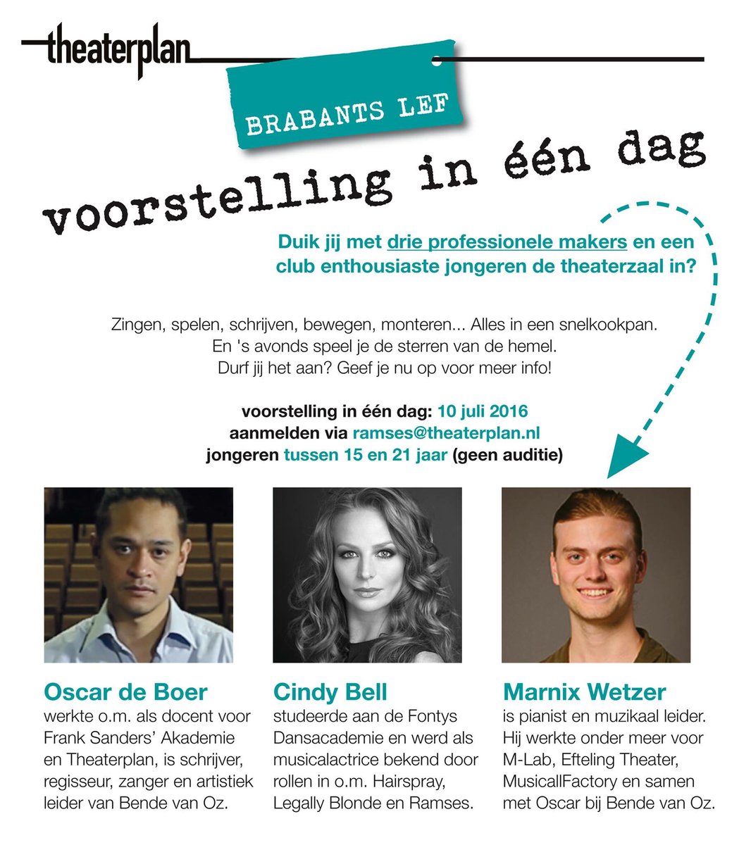 Brabants Lef van Theaterplan maakt voorstelling in één dag! Durf jij mee te doen? Geef je nú op!