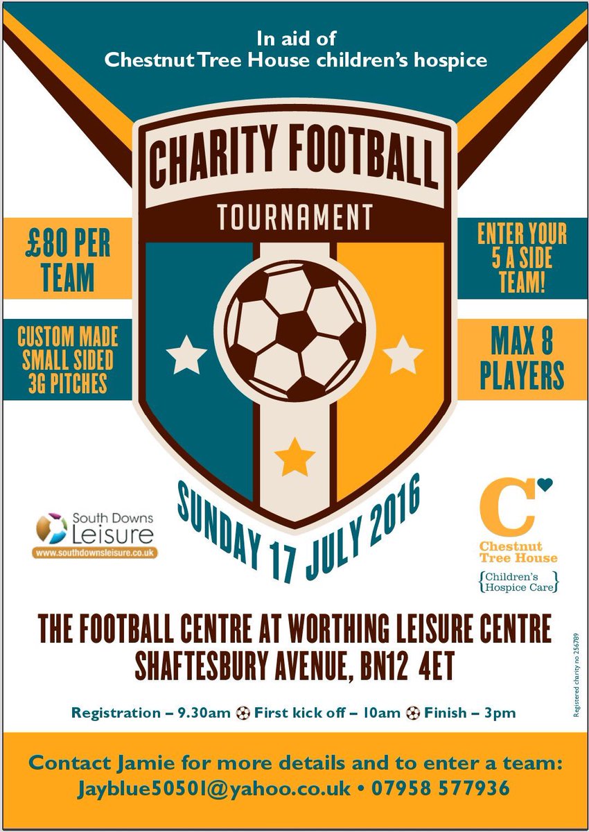 BrightGrPenguin's tweet photo. Fancy playing football to help @ChestnutSussex check out their #charity tournament in July #charitytuesday #Brighton https://t.co/bscJBvEHs6