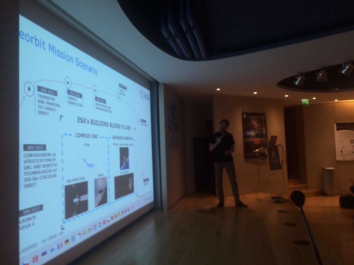 SpaceAssistance's tweet photo. RT @ESAcleanspace: This is the #eDeorbit mission scenario presented today at @CNES HQ  #CNESworkshop #spacedebris https://t.co/B1SRSrb95k