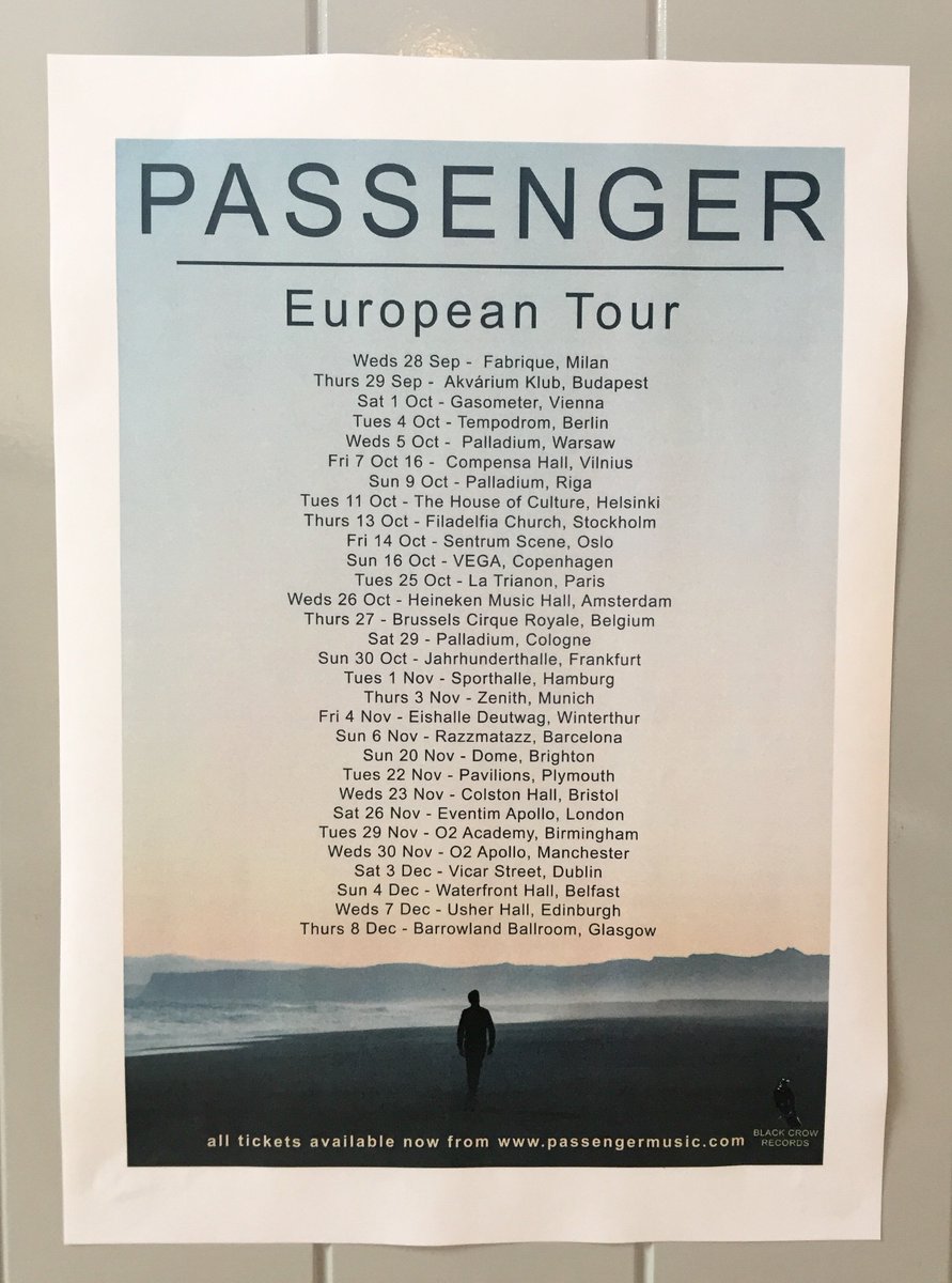 passengermusic's tweet photo. hey guys, i’m absolutely delighted to say that i’ll be touring europe and the uk towards the end of the year :-) https://t.co/28pOKFezoC