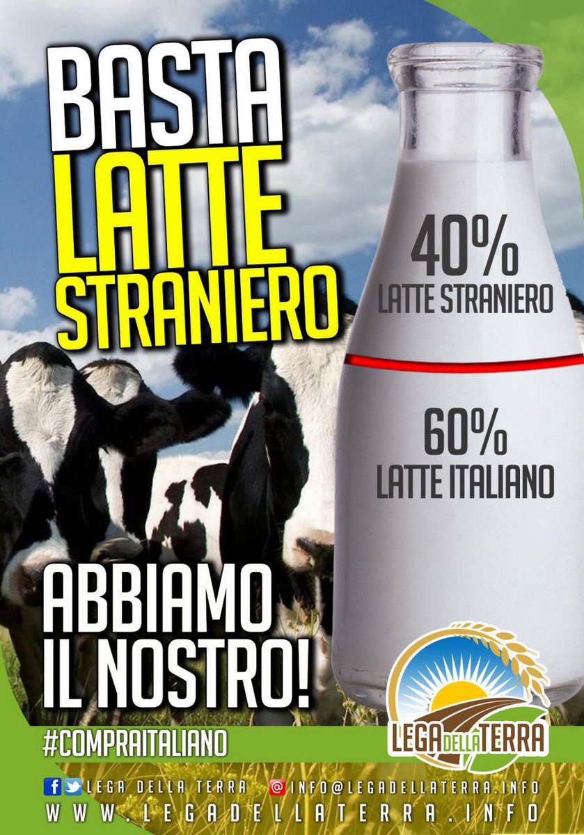 LegadellaTerra's tweet photo. #Latte: chiudono le stalle italiane e importiamo latte straniero! #LegadellaTerra https://t.co/r3PL9S6uNa https://t.co/mdcwAo9FkL