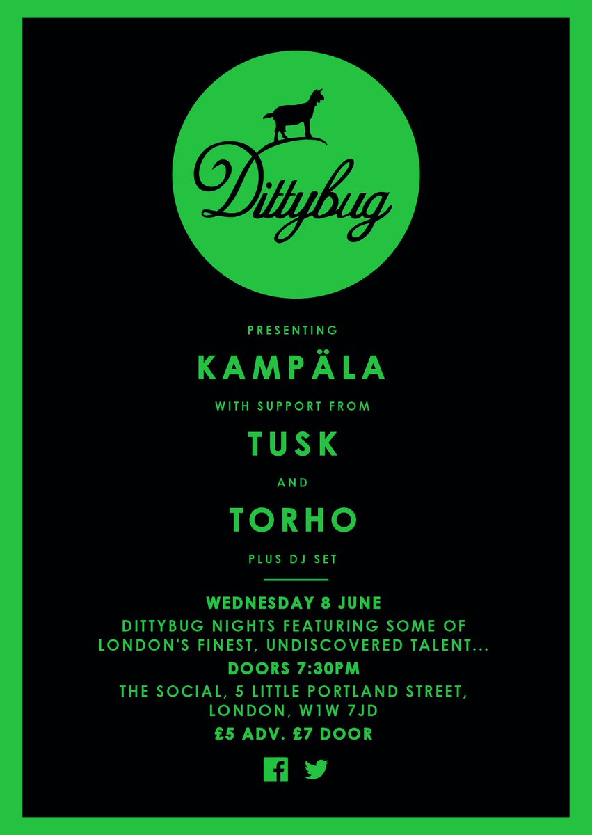 Dittybug_Music's tweet photo. Presenting Kampala, Tusk &amp; @torhomusic TOMORROW @thesociallondon SEE YOU DOWN THERE! https://t.co/BruciOTfOx https://t.co/m1YLx3jK35