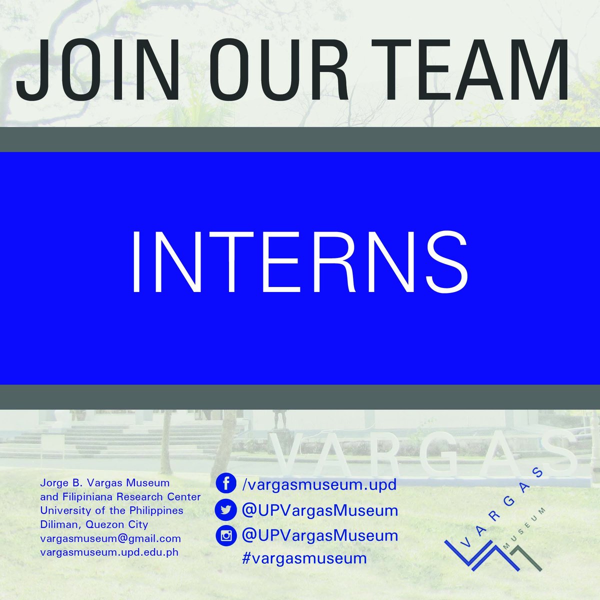 UPVargasMuseum's tweet photo. #MuseumInterns and #LibraryInterns, wanted! https://t.co/LCQJCRVnrj https://t.co/jbZn4rEvQs