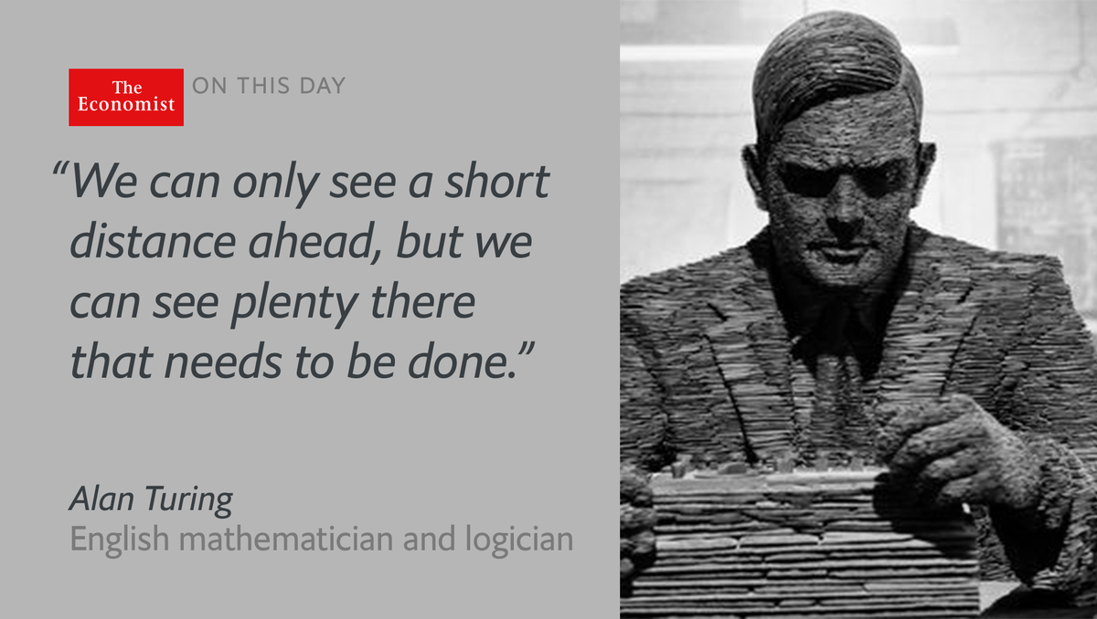 Alan Turing—a pioneer of modern computing—died #onthisday 1954 econ.st/28hegHN