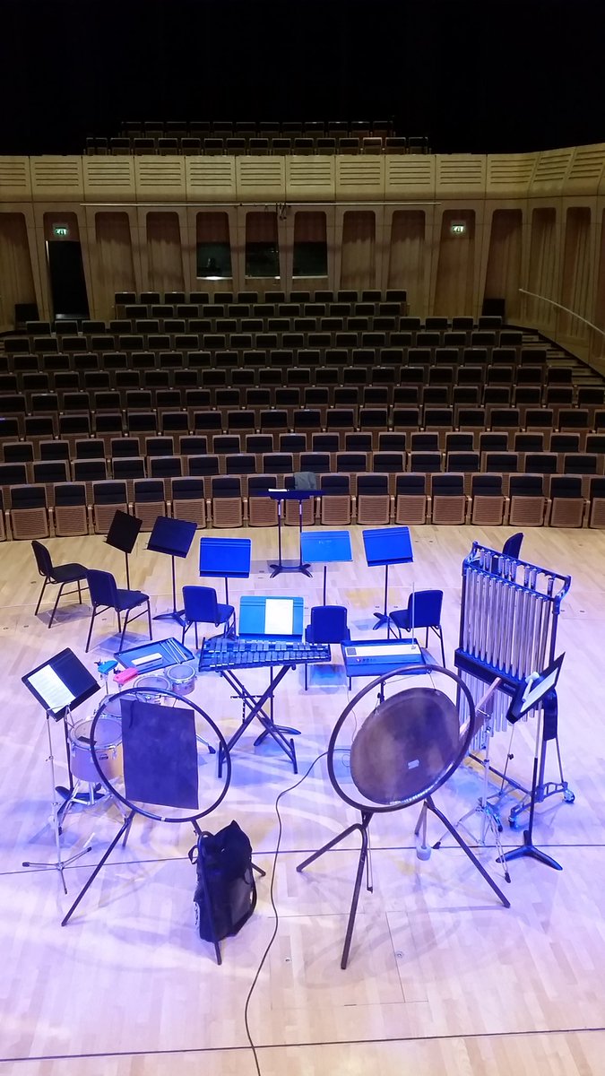 jempercussion's tweet photo. Today's set up for 'Flash Contemporary', 1:15 in the Dora Stoutsker Hall, be there!!! https://t.co/zjscJNJ9Vj