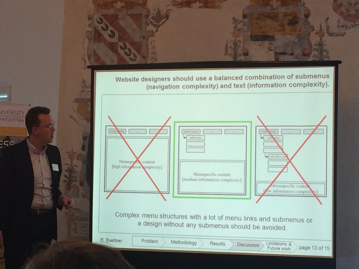 <a href="/RicardoBuettner/">Ricardo Büttner</a> recommending website menu design guidelines that evoke medium mental load  #neurois