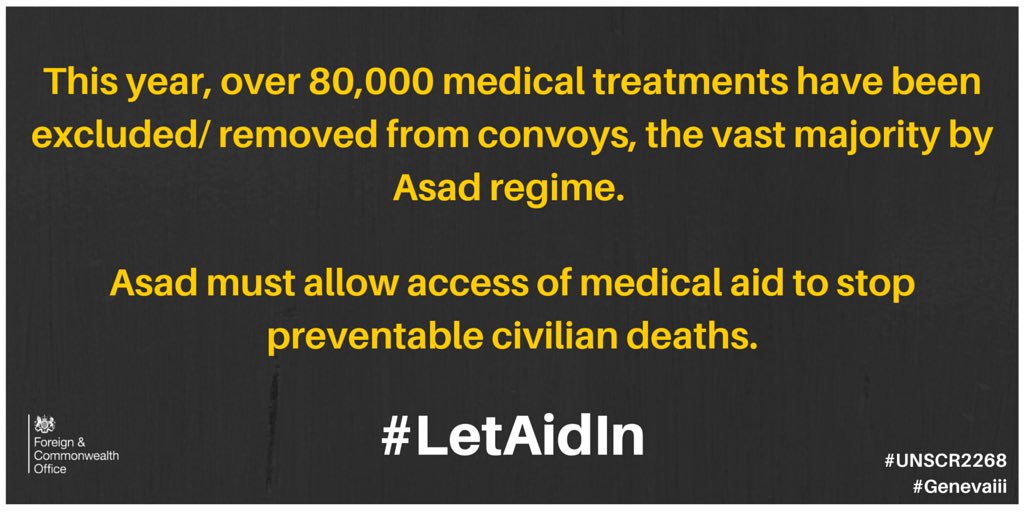 #Asad continues to block aid access. Unacceptable & illegal to use starvation as weapon.Russia & Asad must #LetAidIn