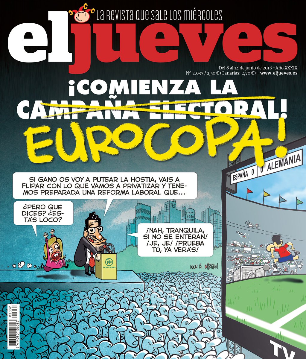 eljueves's tweet photo. ¡La portada de esta semana! A quién vais a votar vosotros, ¿A Iniesta o a Sergio Ramos? https://t.co/EZVA3Ak5vj
