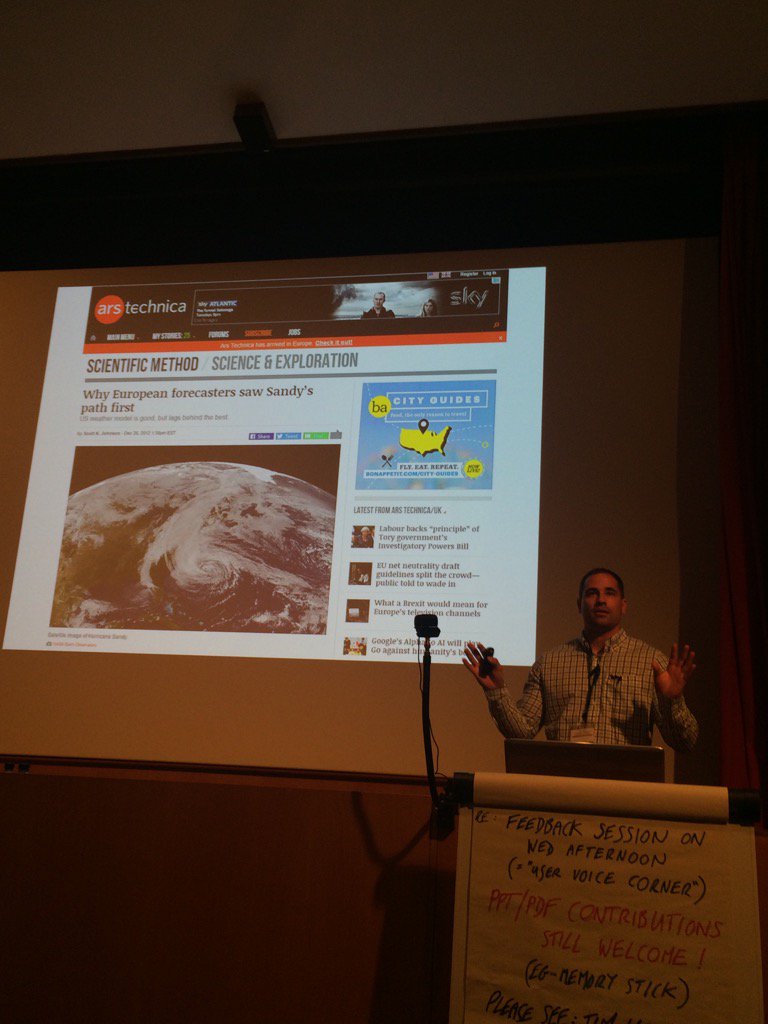 annaghelli's tweet photo. @ryanweather talking to @ECMWF about enhanced predictability during winter flow #UEF2016 https://t.co/u0dzkmbmkk