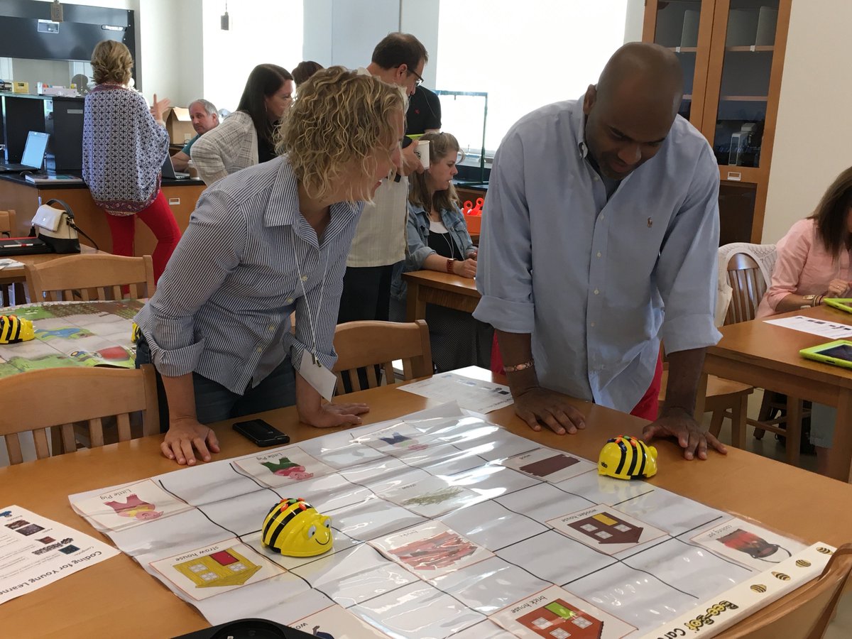 STLinSTL's tweet photo. Dash & Dot, Bee-Bots and more! Exploring resources to teach coding to our youngest learners. #stlinstl2016 #MICDS https://t.co/YVOITD8vdo