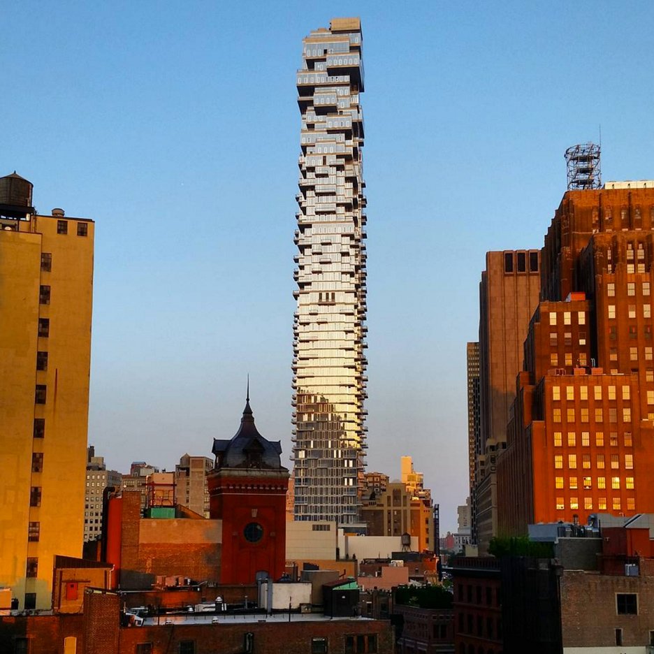 dezeen's tweet image. What do you think of Herzog &amp;amp; de Meuron's "Jenga tower" in New York? dezeen.com/2016/06/01/her… #architecture