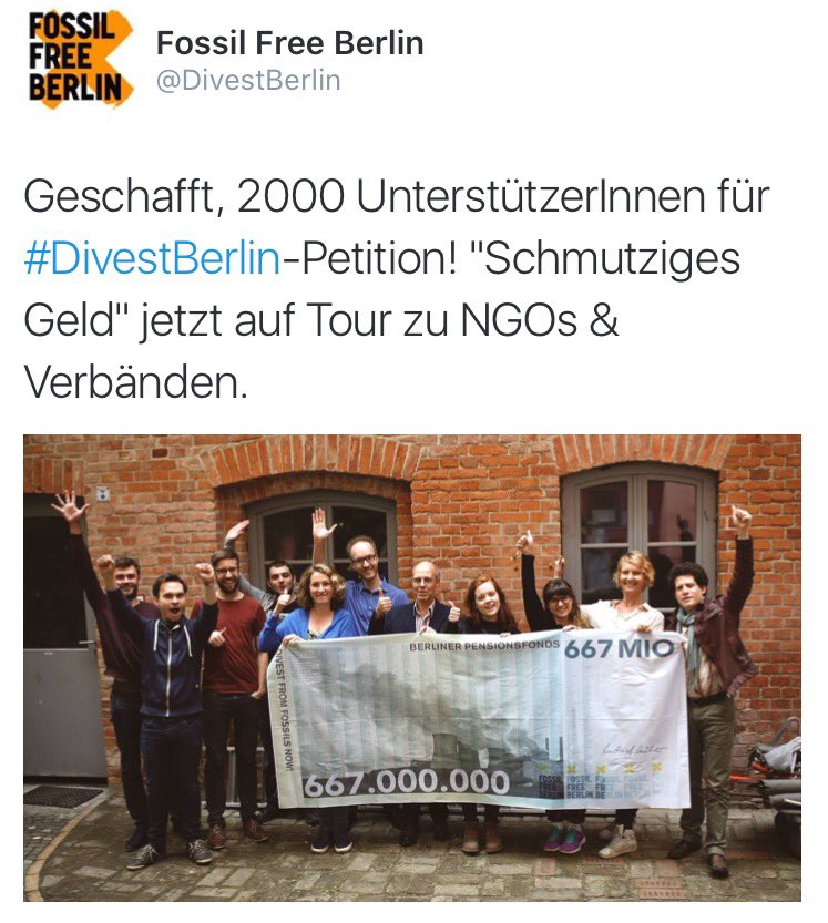 DivestBerlin's tweet photo. #WirFürDivestment werden täglich mehr: NGOs, Verbände & tausende BerlinerInnen fordern #DivestBerlin - vor der Wahl! https://t.co/DM0bTPPbnH
